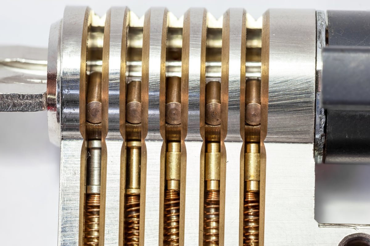 Lock cylinders on white background